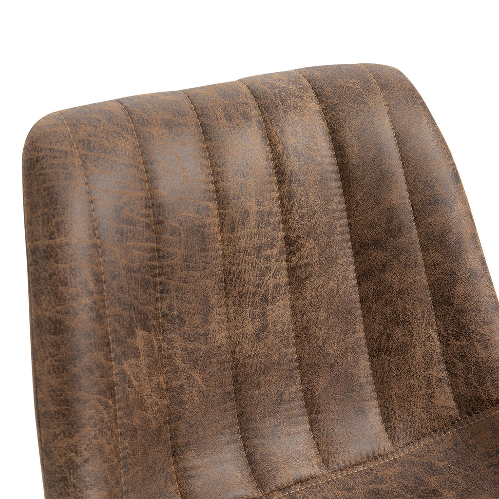EasyComfort Set 2 Sgabelli Alti da Bar in Stile Industriale with Schienale, Poggiapiedi e Altezza Regolabile, Sedia in Microfibra, Marrone