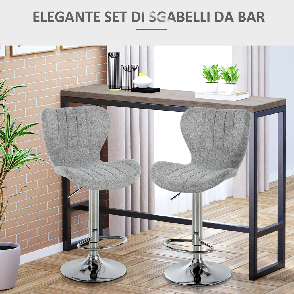 EasyComfort Set van 2 Barstoelen - Verstelbaar, Draaibaar, Grijs