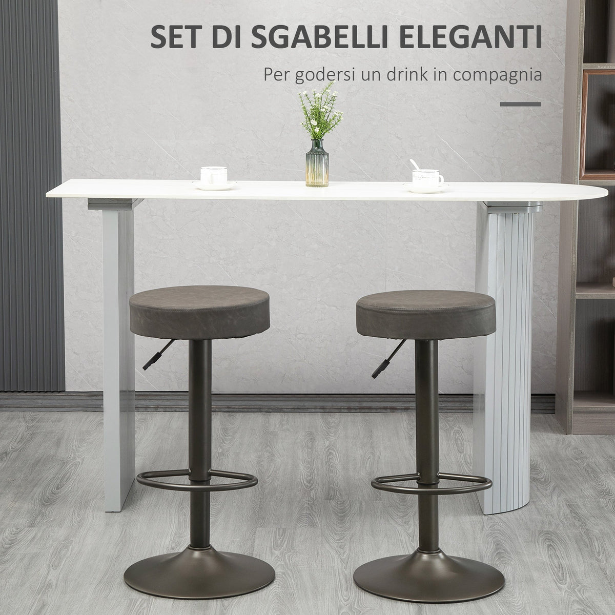 EasyComfort barkrukken set van 2 grijs 35x36x64-85 cm