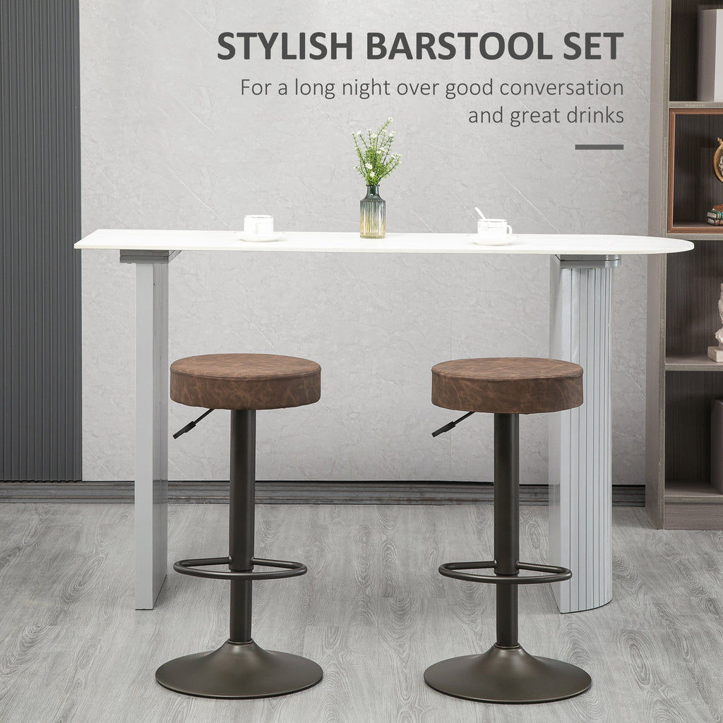 EasyComfort set van 2 barkrukken PU-leer bruin 35x36x64-85 cm