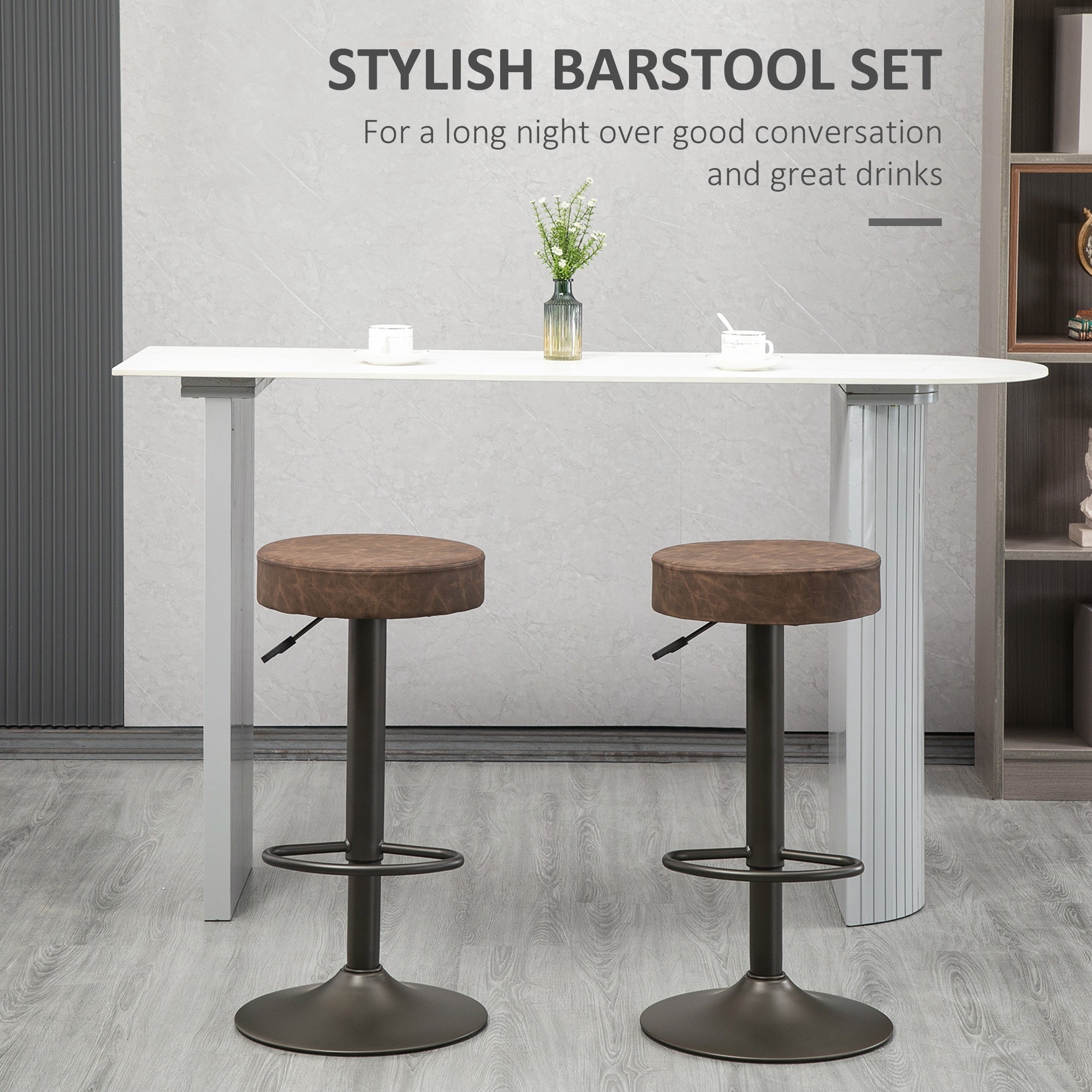 EasyComfort set van 2 barkrukken PU-leer bruin 35x36x64-85 cm