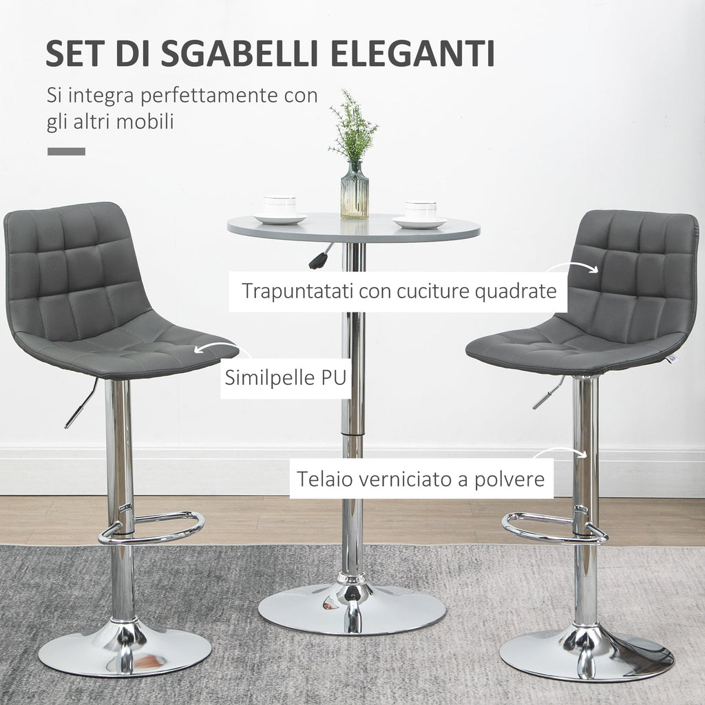 EasyComfort Set 2 Sgabelli Alti Moderno da Bar Girevoli with Schienale e Poggiapiedi, Sedia with Altezza regolabile, 42x45x89-110cm, Grigio