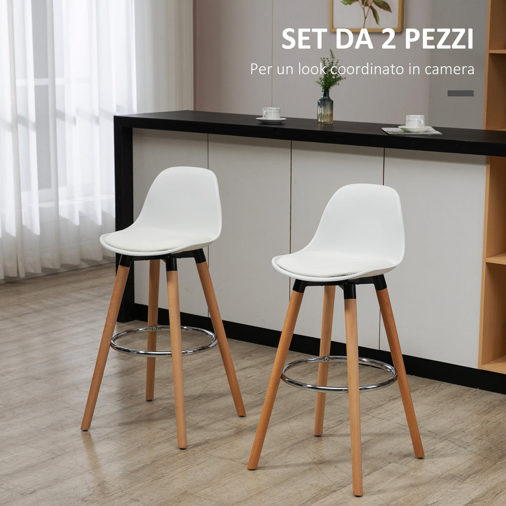EasyComfort Set van 2 barkrukken Nordic stijl, wit