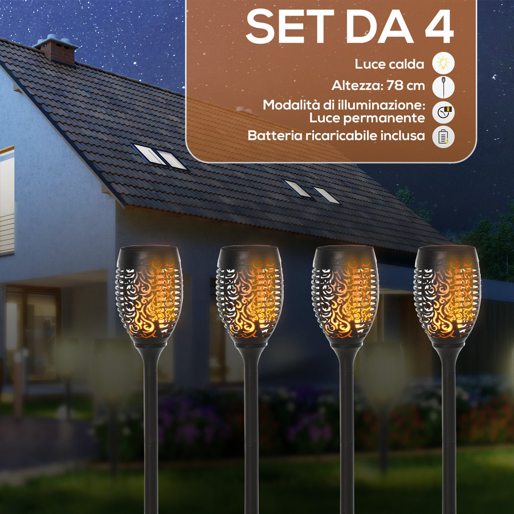 EasyComfort Set 4 LED-solarlampen buiten met piketten