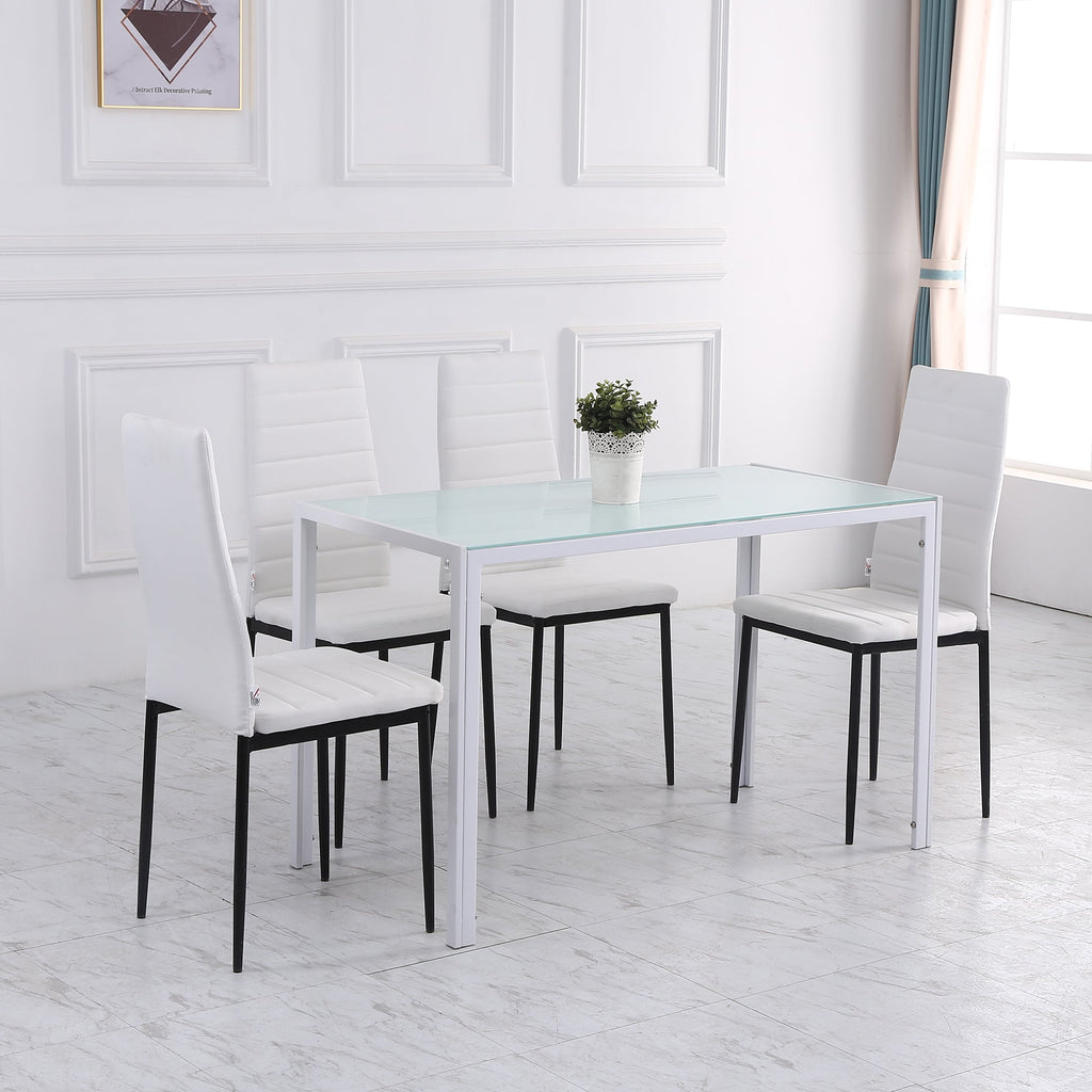 EasyComfort Set 4 Sedie per Soggiorno Imbottite in Tessuto, Sedie Sala da Pranzo Moderne with Gambe in Metallo, Capacità 120 kg, white