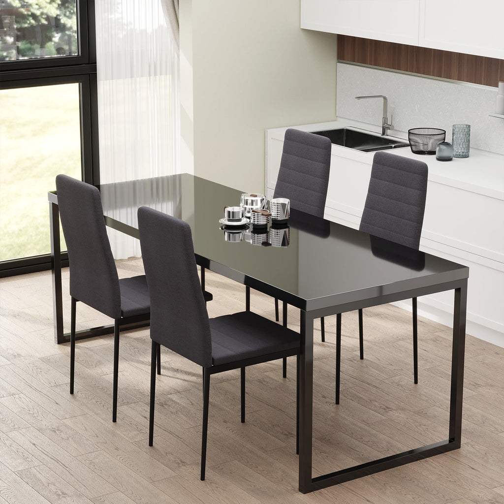 EasyComfort Set 4 Sedie per Soggiorno Imbottite in Tessuto, Sedie Sala da Pranzo Moderne with Gambe in Metallo, Capacità 120 kg, Grigio