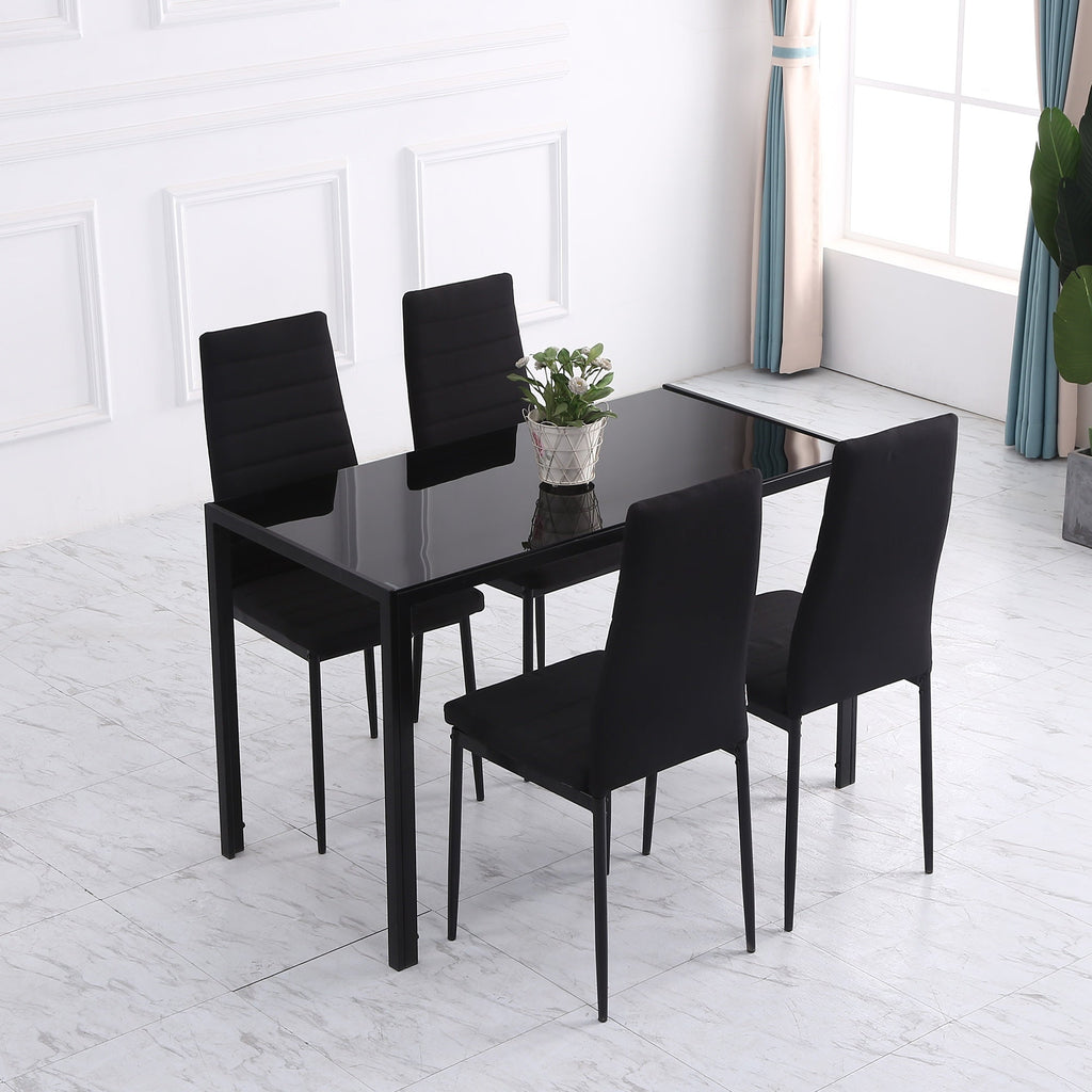 Easycomfort Set 4 Sedie Imbottite per Soggiorno o Sala da Pranzo, Sedie da Cucina Moderne, in Metallo e Tessuto black