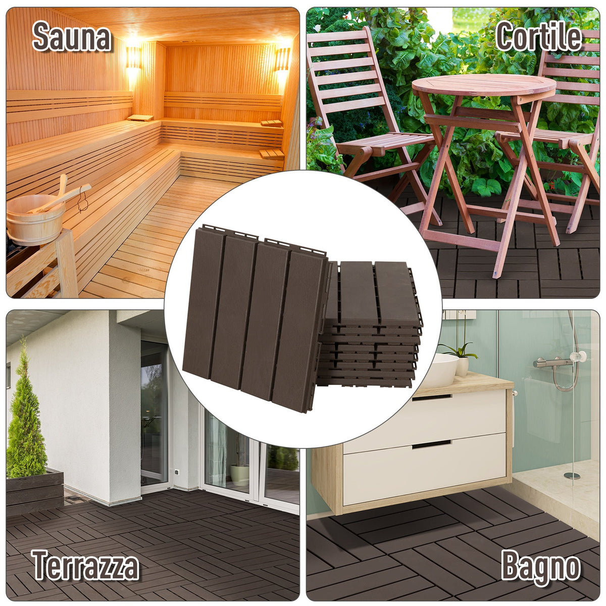 EasyComfort Set van 9 kliktegels Buitentegels 30 x 30 x 2cm — 0.81 m2