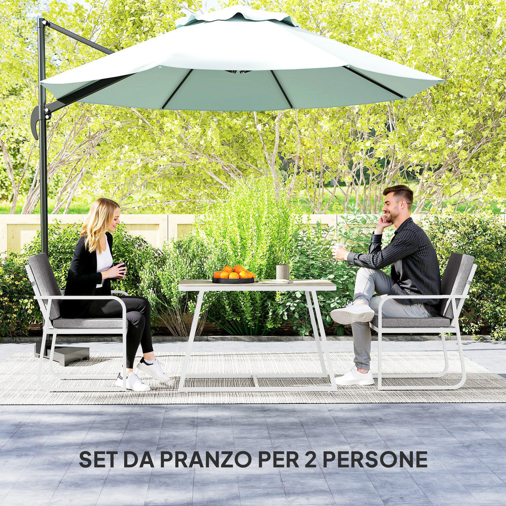 EasyComfort Set 3-delig tuinset met 2 stoelen en tafel, wit