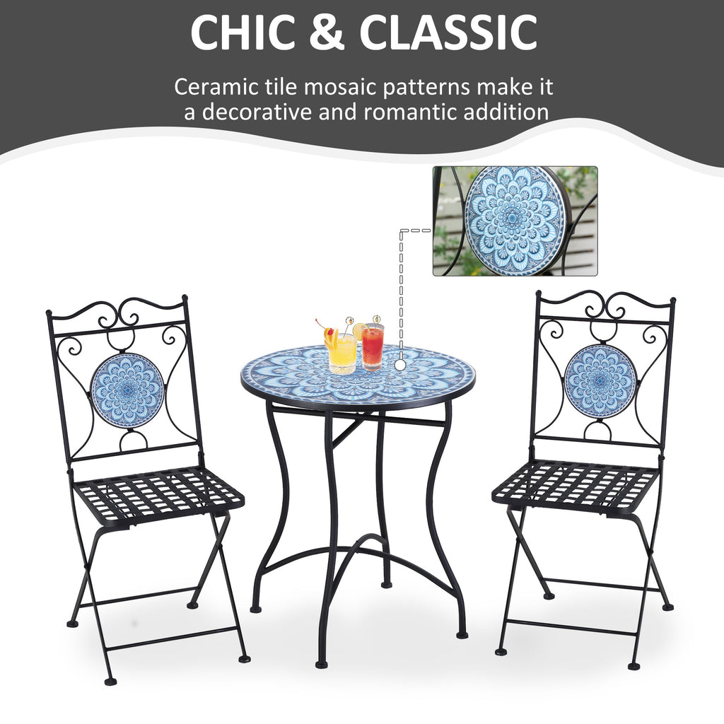 EasyComfort 3-delige tuinset – bijzettafel + 2 opvouwbare stoelen, blauw