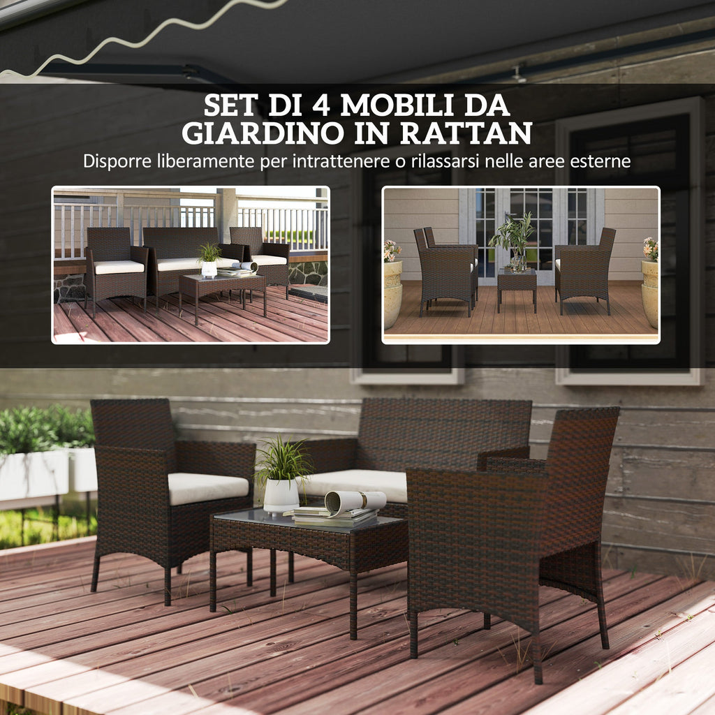 EasyComfort 4-delige tuinset – 2-zits bank, 2 stoelen en salontafel