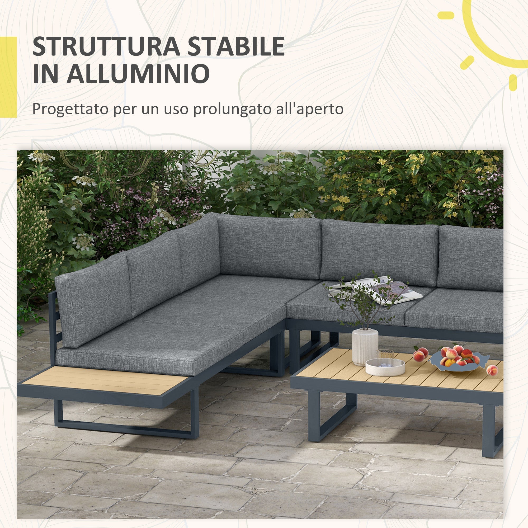 EasyComfort Tuinset 4-delig – 2 zitbanken, hoekstoel en salontafel