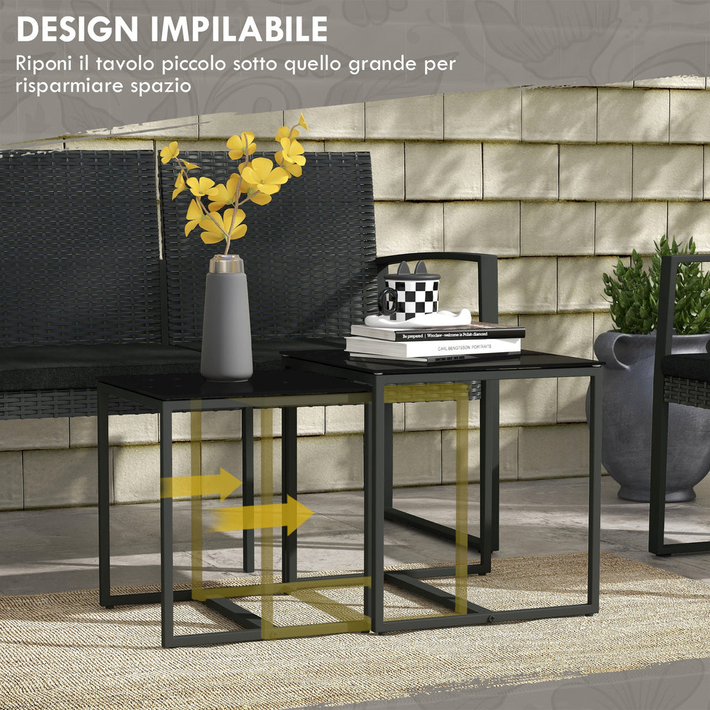 EasyComfort Tuinset 5-delig zwart (2 stoelen, 2-zits bank)