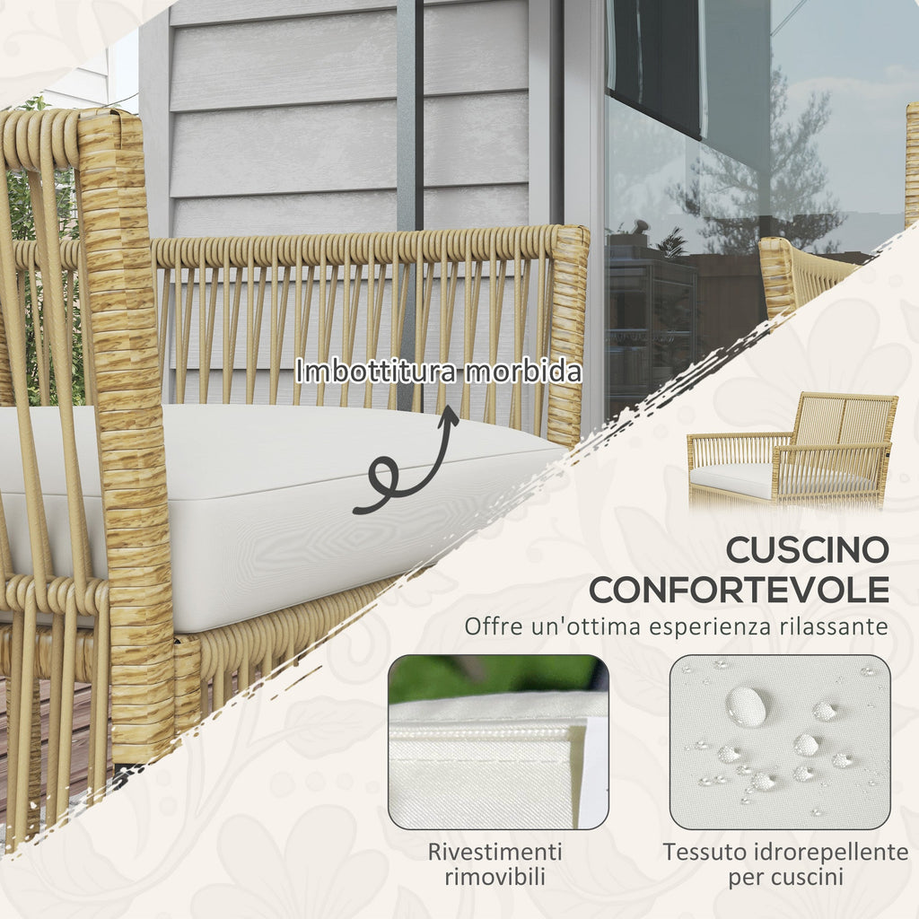 EasyComfort Tuinset Rattan 4-delig - 2 fauteuils, bank en salontafel