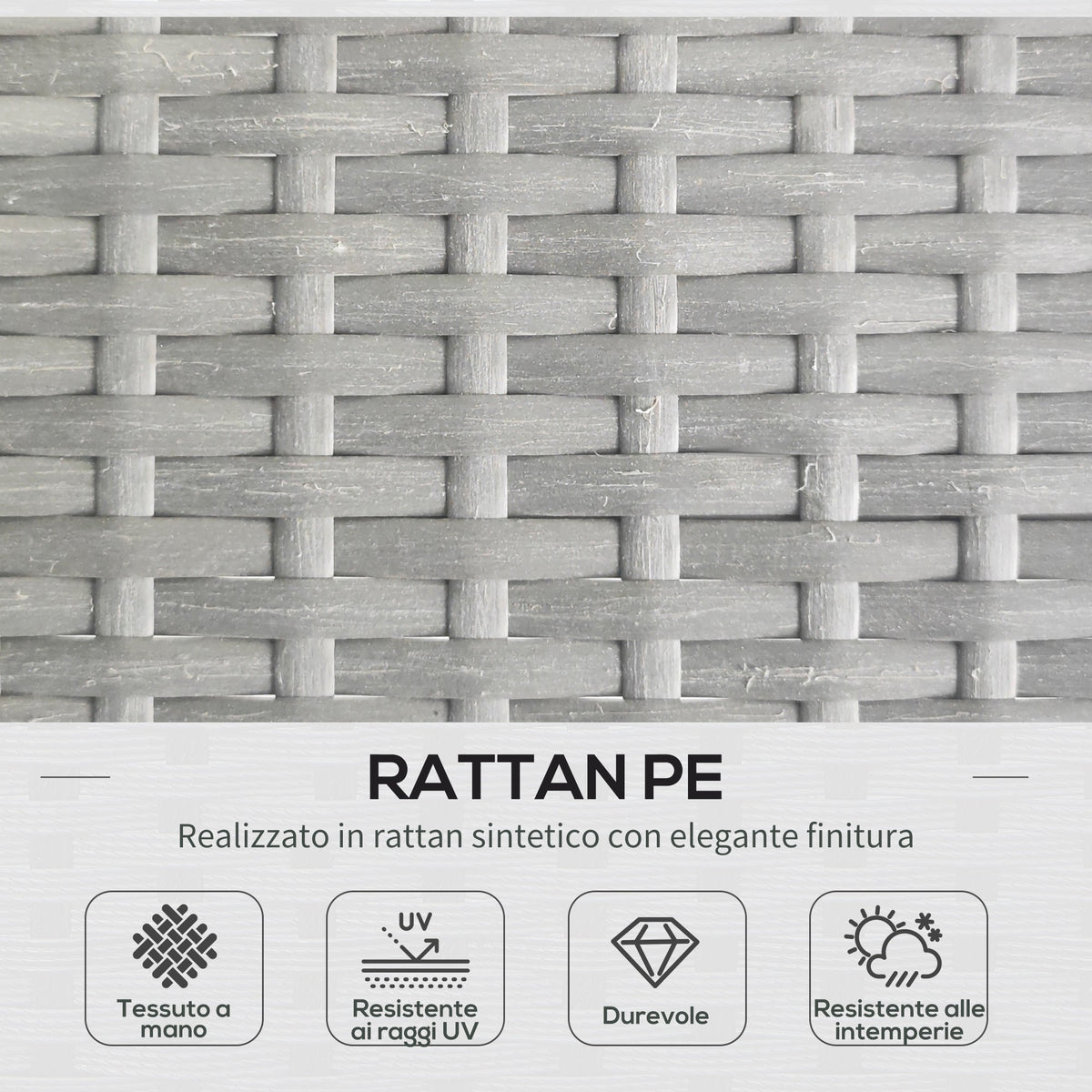 EasyComfort Rattan tuinset 2-zits met chaise longue en bijzettafel