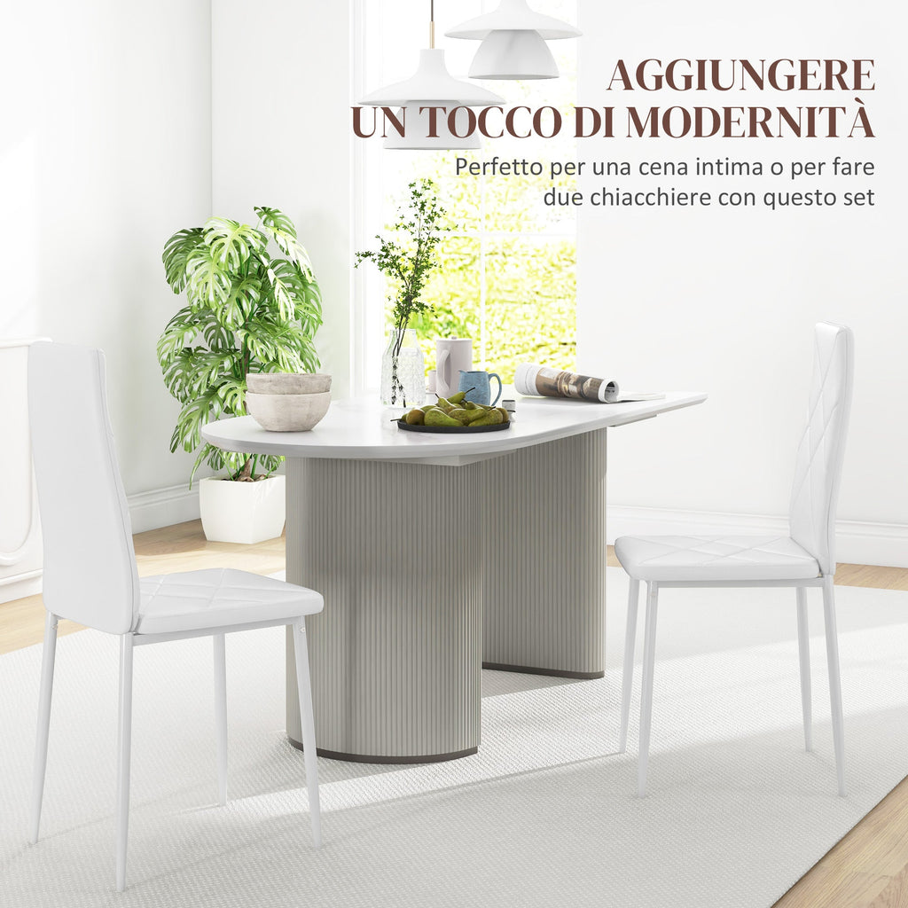EasyComfort Set di 2 Sedie Moderne imbottite da Pranzo with Schienale Alto, in Pelle e Acciaio,rivestimento a polvere, 41x50x97 cm, white