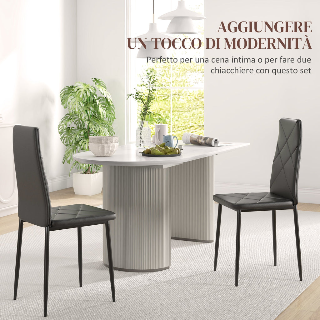 EasyComfort Set di 2 Sedie Moderne imbottite da Pranzo with Schienale Alto in Finta Pelle e Acciaio,rivestimento a polvere, 41x50x97 cm, black