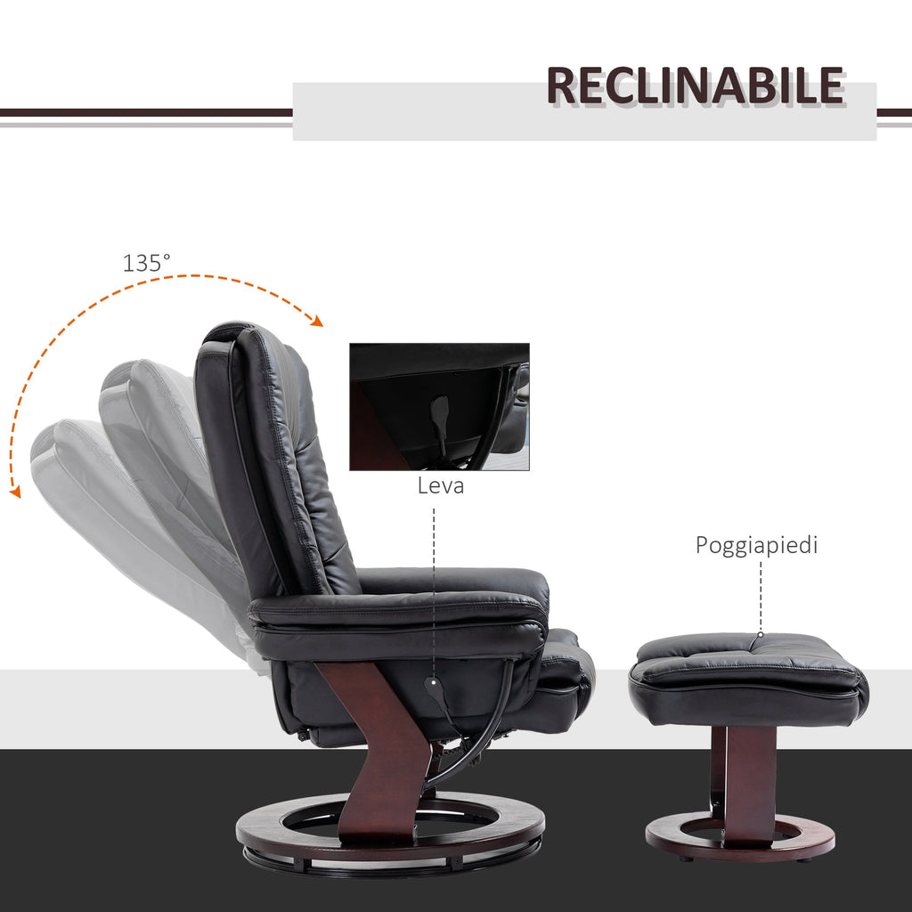 EasyComfort Relax fauteuilset met pouf, draaibaar 360° en verstelbaar