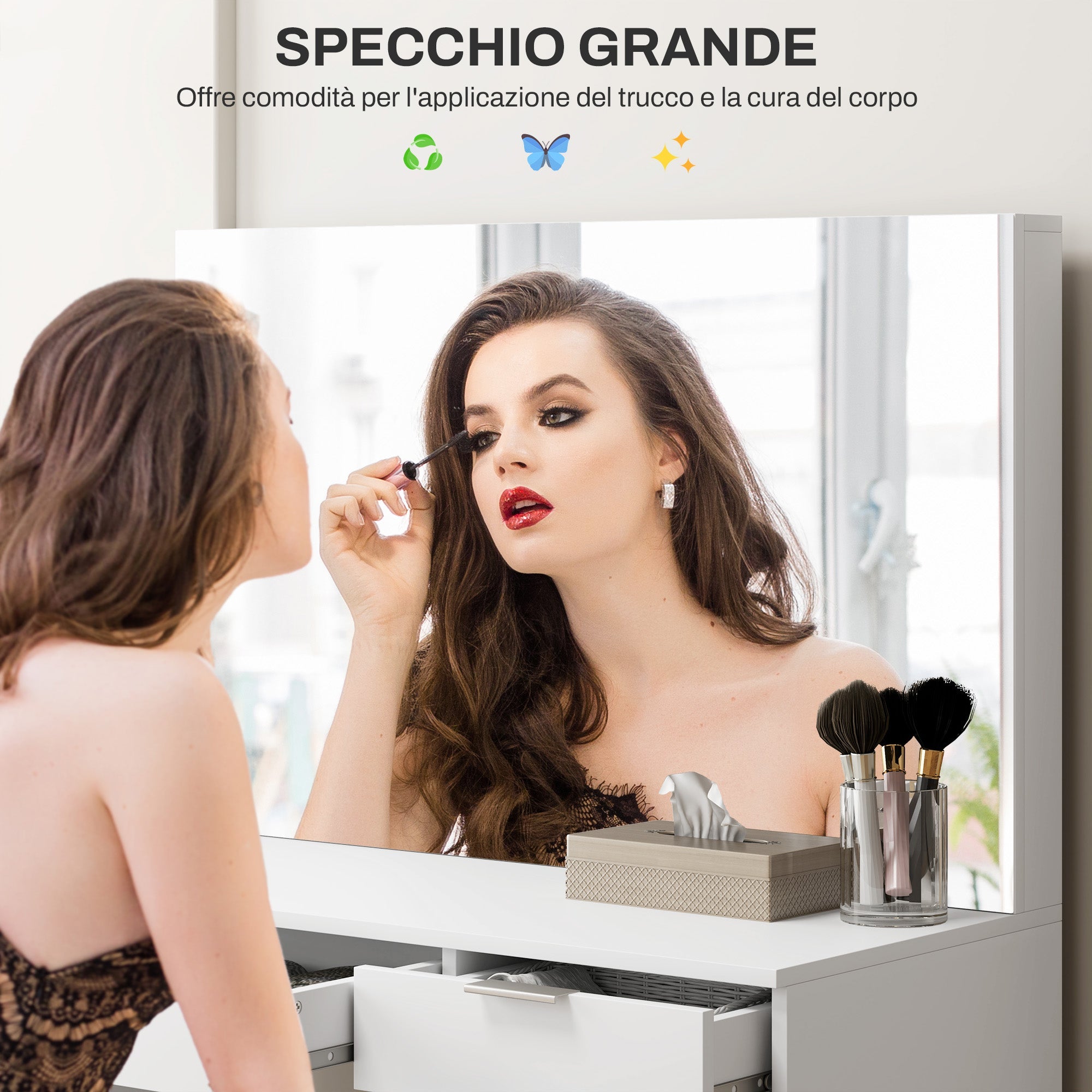 EasyComfort Set Tavolo da Trucco make-up tafelset 97.2x44.5x136.5 cm wit