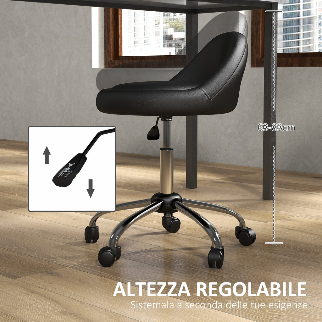 EasyComfort Sgabello with Ruote, Seduta Girevole, Altezza Regolabile e Rivestimento in Finta Pelle PU, black