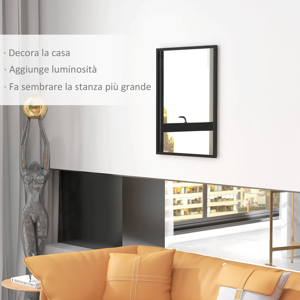 EasyComfort Wandspiegel rechthoekig 60x80 cm zwart met ophanghaken