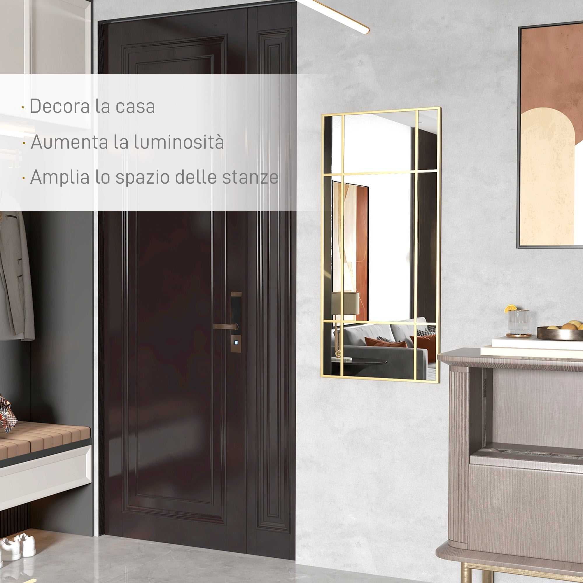 EasyComfort Specchio da Parete Stile Finestra wandspiegel 110x50 cm goud
