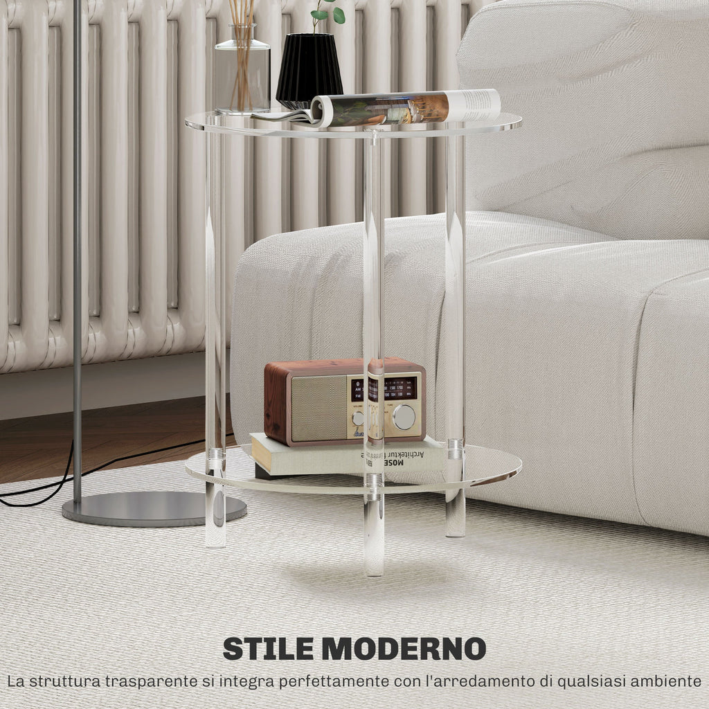 EasyComfort Tavolino Basso Rotondo bijzettafel, 2 niveaus Ø40x50 cm