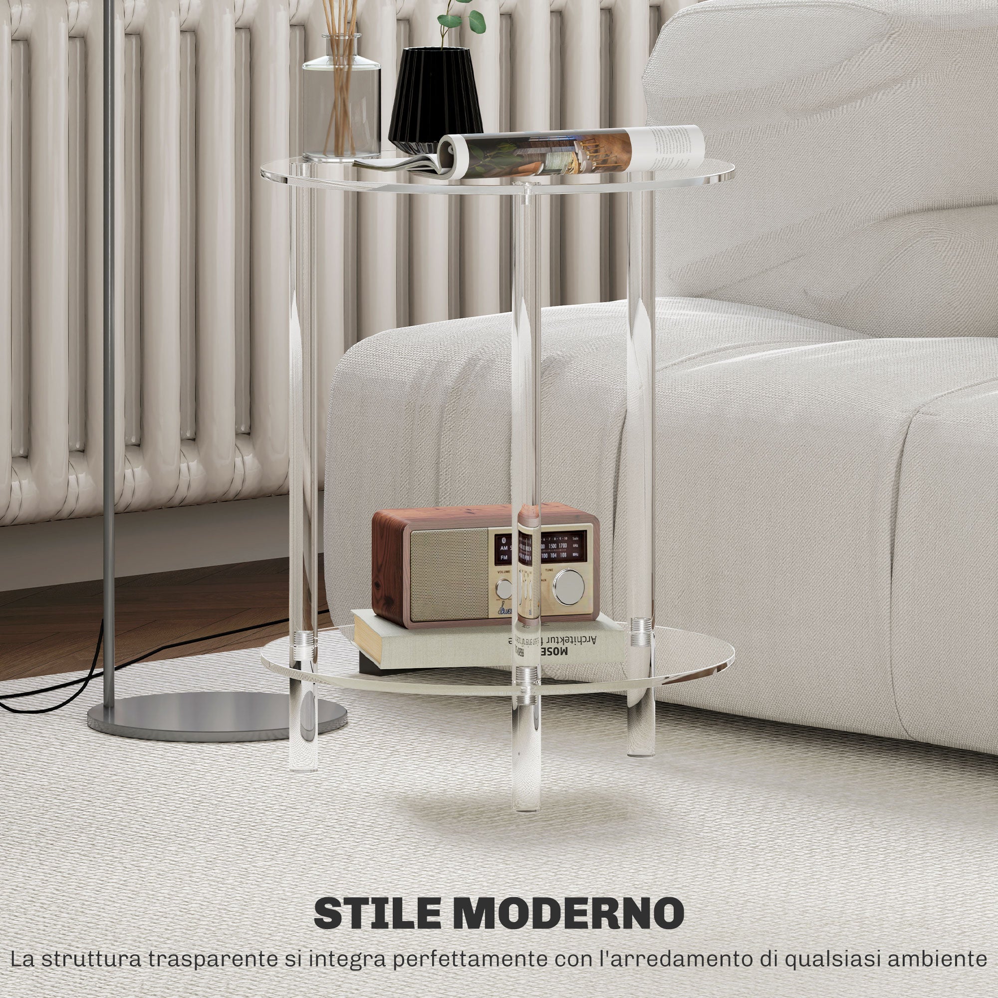 EasyComfort Tavolino Basso Rotondo bijzettafel, 2 niveaus Ø40x50 cm