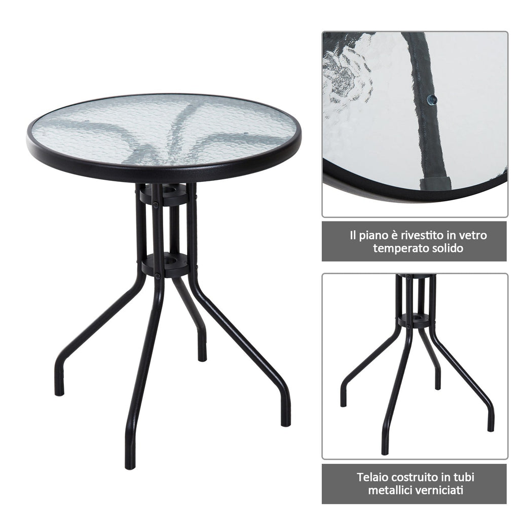 EasyComfort Tavolino tuintafelset 3-delig (tafel Ø60 cm + 2 inklapbare stoelen)