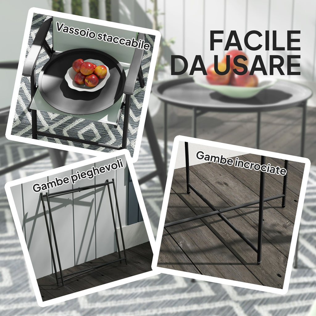 EasyComfort Tavolino da Giardino buitentafel Ø46 x 50A cm zwart