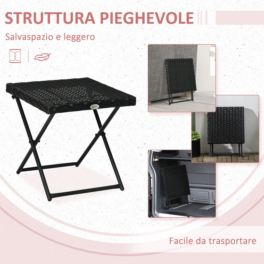 EasyComfort Vouwbare bijzettafel voor tuin 40x40x40 cm, zwart