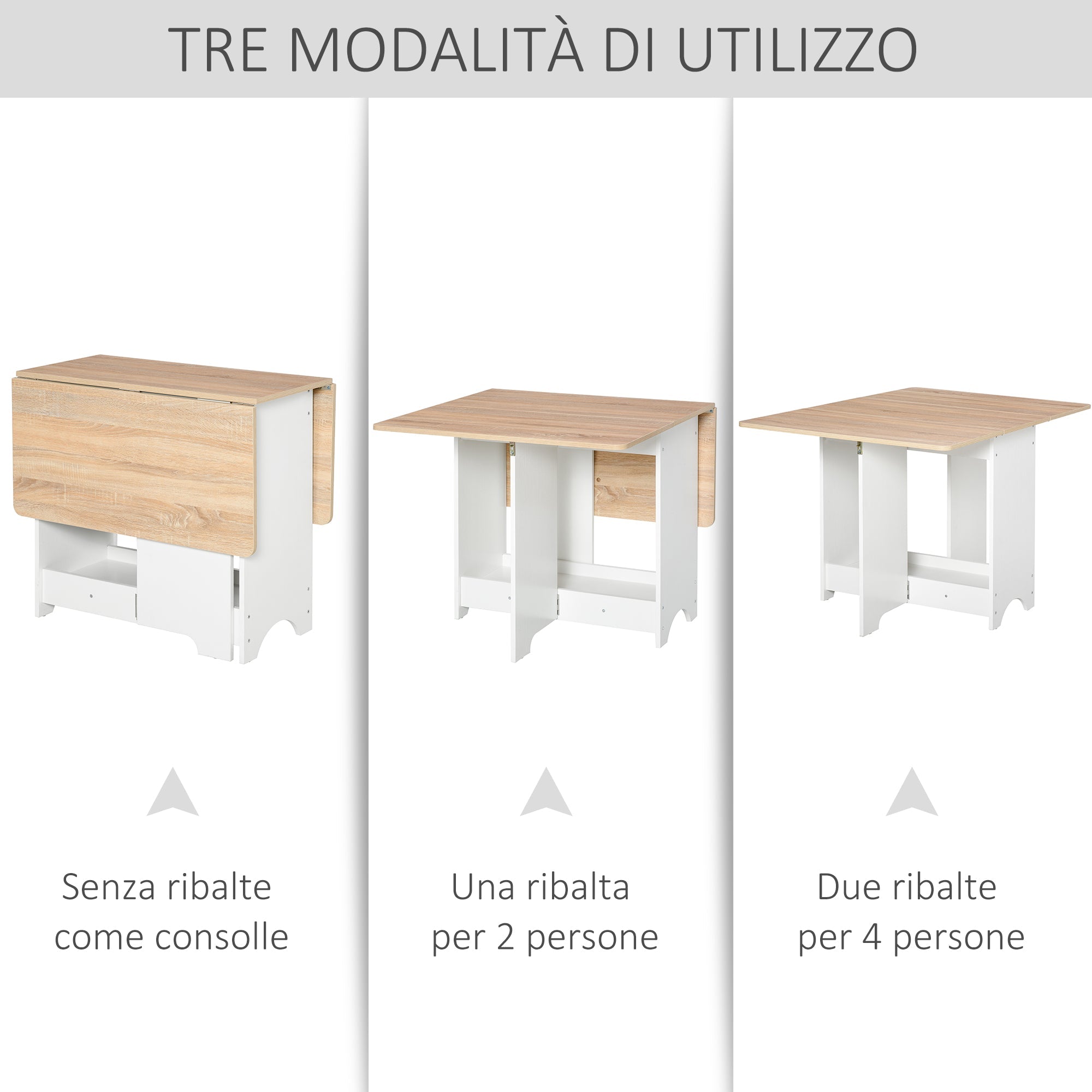 EasyComfort Tavolo Consolle a Ribalta opklapbare tafel 118x80x72 cm