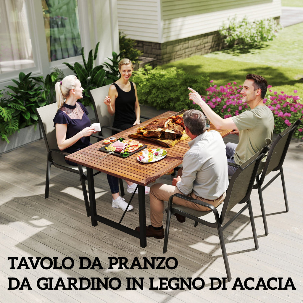 EasyComfort Tavolo da Giardino 160x90 cm buitentafel in acaciahout en staal