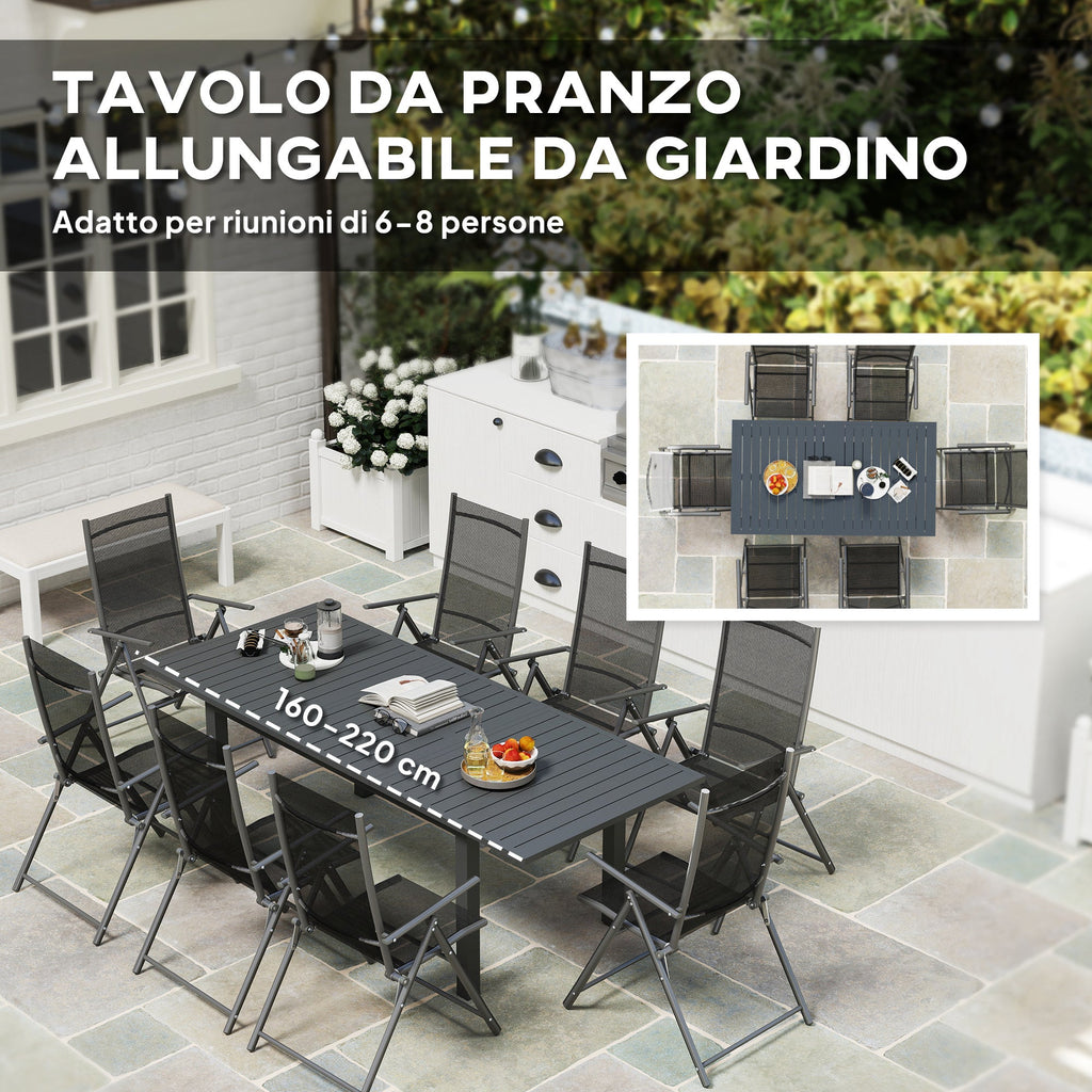 EasyComfort Allungbare tuintafel 160–220 cm voor 6–8 personen