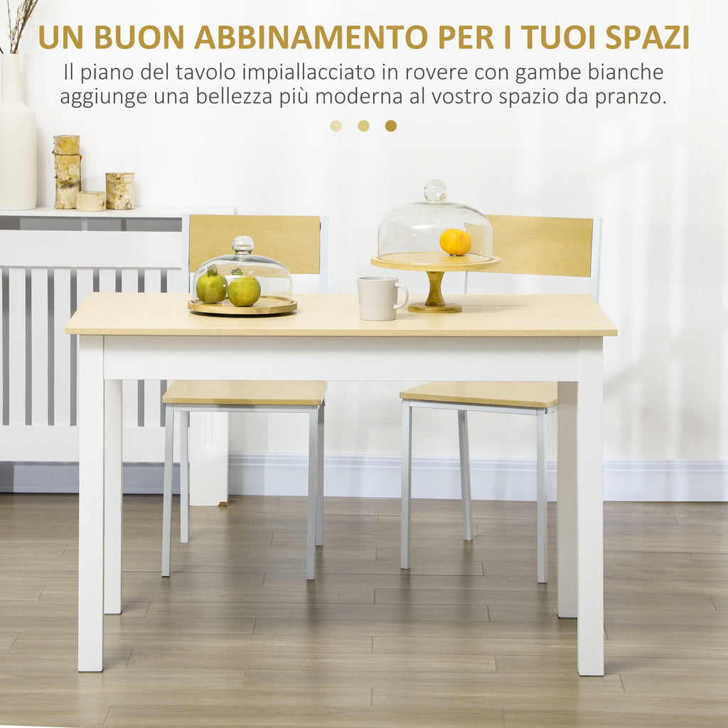 EasyComfort Tavolo da Pranzo Eettafel 4–6 pers, 119x70x75 cm, wit/eikenlook