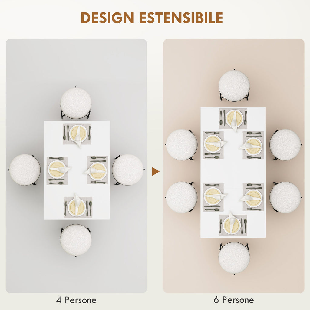 EasyComfort Tavolo da Pranzo Allungabile per 4-6 Persone with Pannelli a Ribalta, in Legno, 120-160x80x78 cm, white