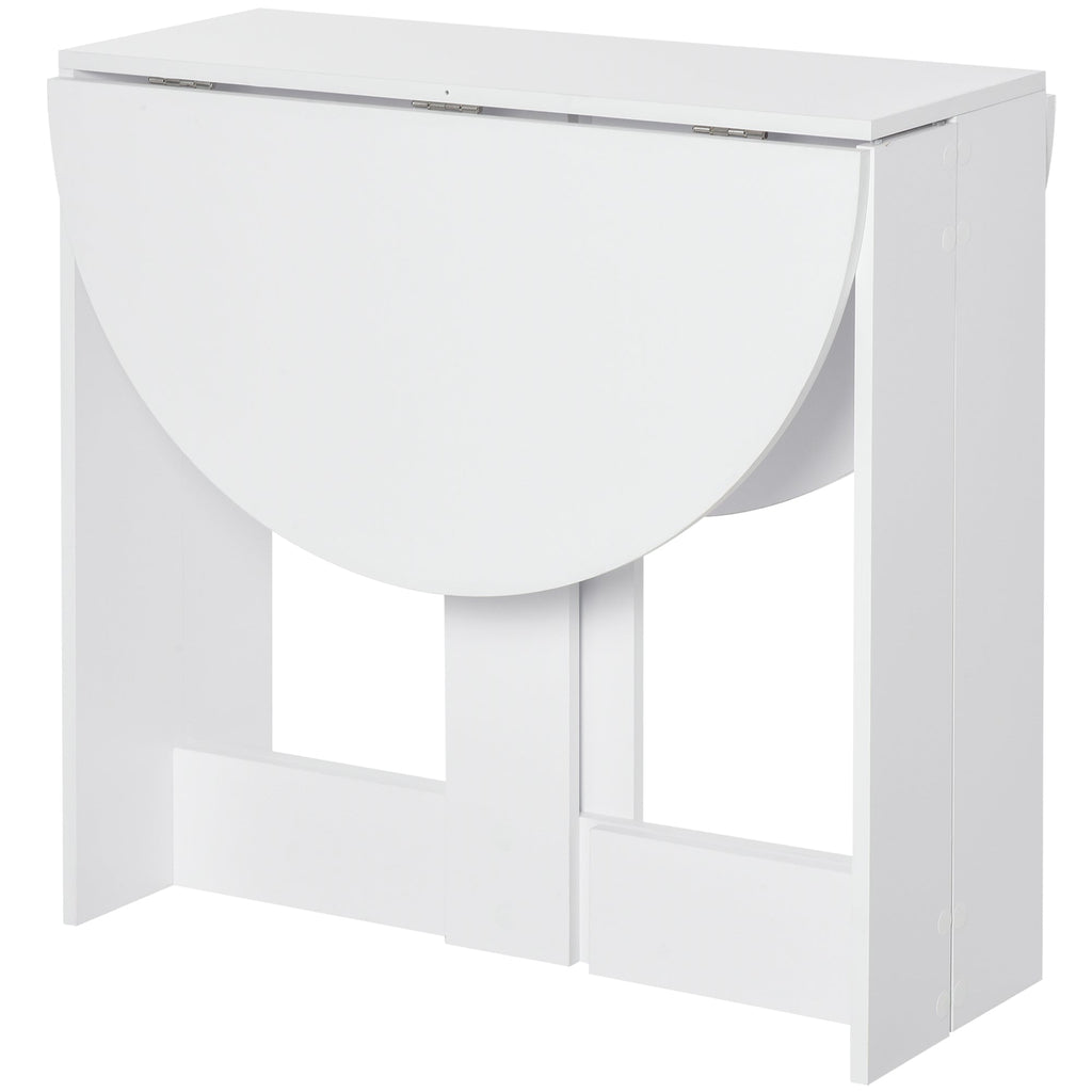 Easycomfort Tavolo Pieghevole da Pranzo a 2 Ribalte, Tavolo da Pranzo Allungabile in Legno Salvaspazio per Cucina e Soggiorno, 104x76x73.7 cm, white