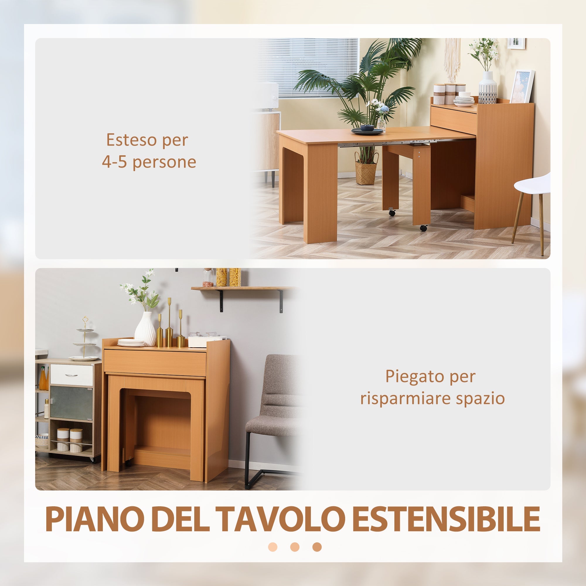 EasyComfort opvouwbare eettafel, max. 5 personen, 84x180x100 cm