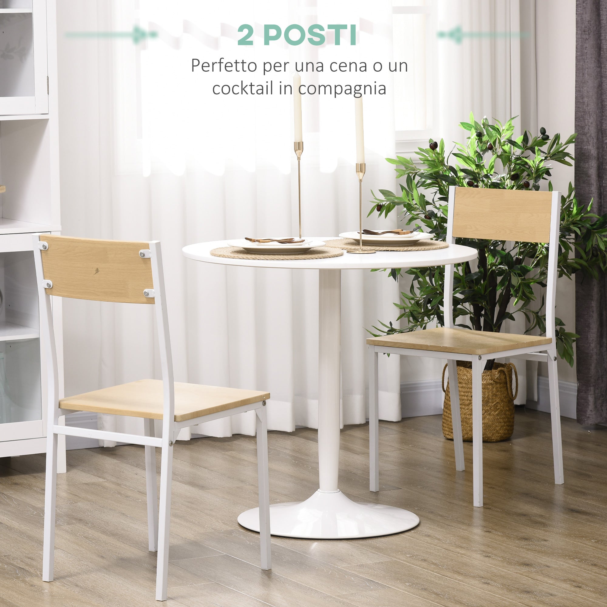 EasyComfort Rond eettafel voor 2 personen Ø70x75 cm, wit