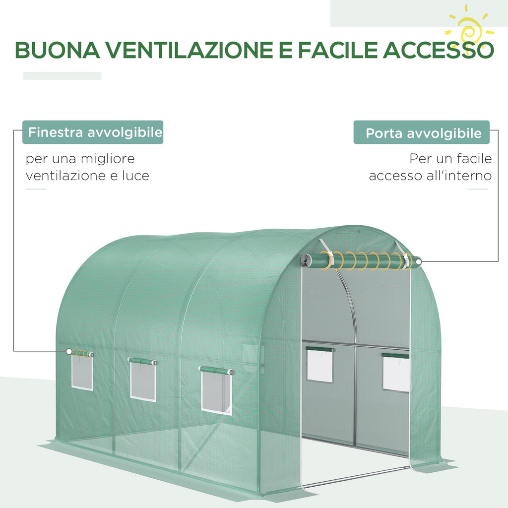 EasyComfort kasdoek PE 3x2x2 m, 6 vensters, oprolbare deur