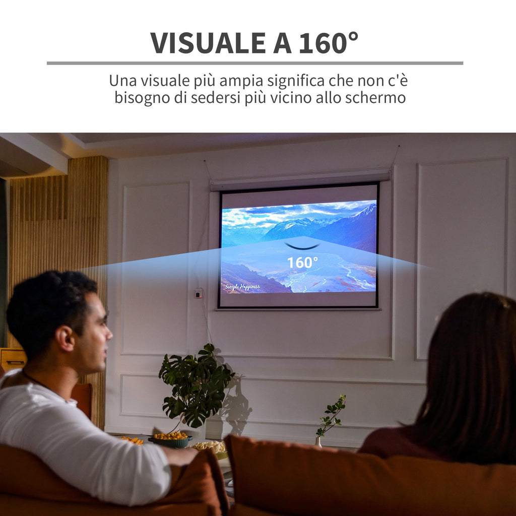 Easycomfort Telo Proiettore 84" Formato 4:3 with Telecomando, in Tessuto Plastico e Metallo, 171x130 cm, white