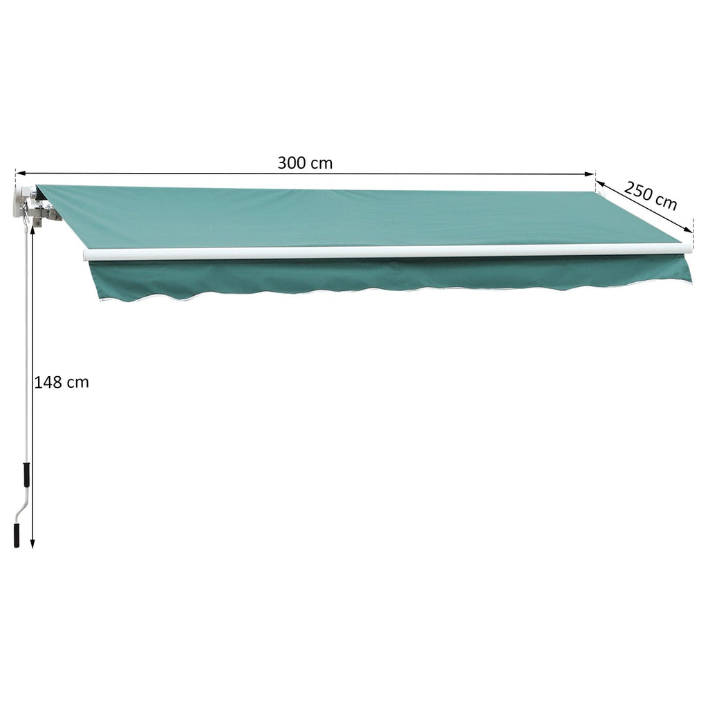 EASYCOMFORT Roller Awning with Crank, in Aluminum and Polyester, 3x2.5m, Dark Green