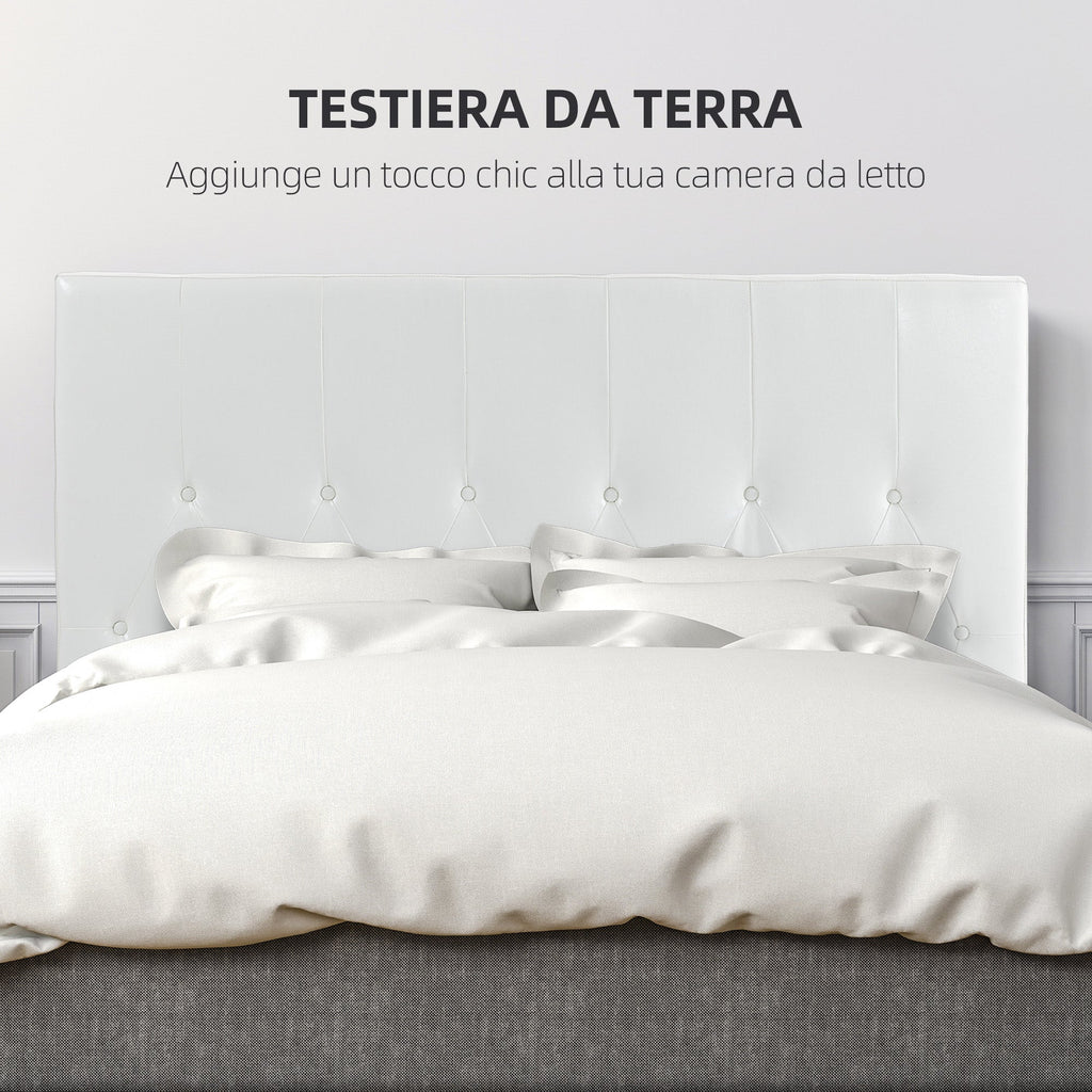 EasyComfort Testiera Letto Matrimoniale Imbottita with Design a Bottoni, in Pelle PU e MDF, 160x7x120 cm, white