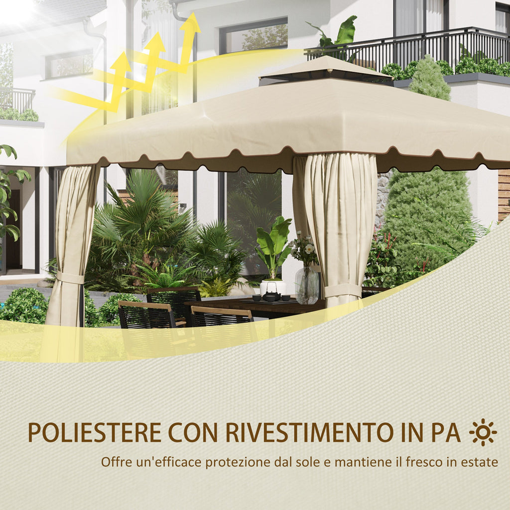 Easycomfort Tettuccio di Ricambio per Gazebo da Giardino 3x3m with Tetto a 2 Livelli in Poliestere Beige