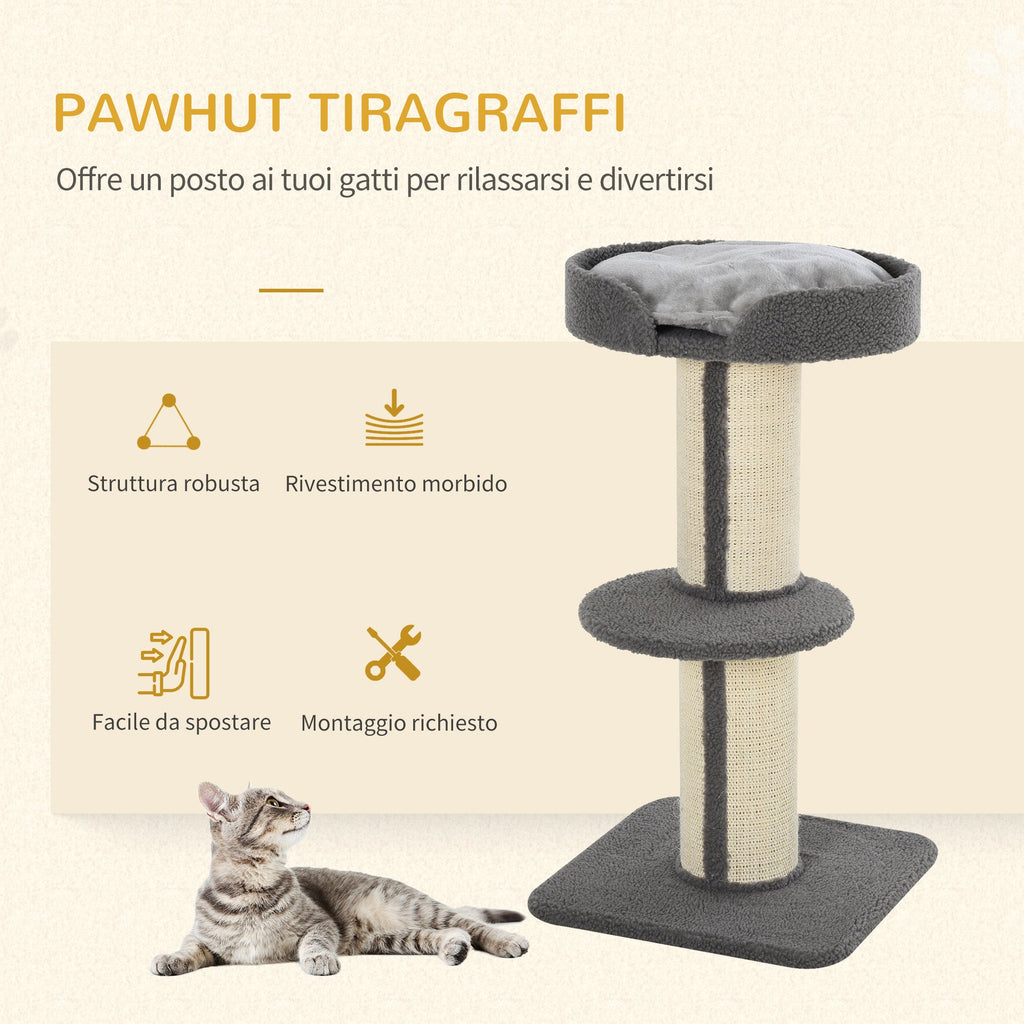 EASYCOMFORT Tree Scratching Post for Cats with Kennel, Cushion, Plush Cover and Sisal Rope Poles