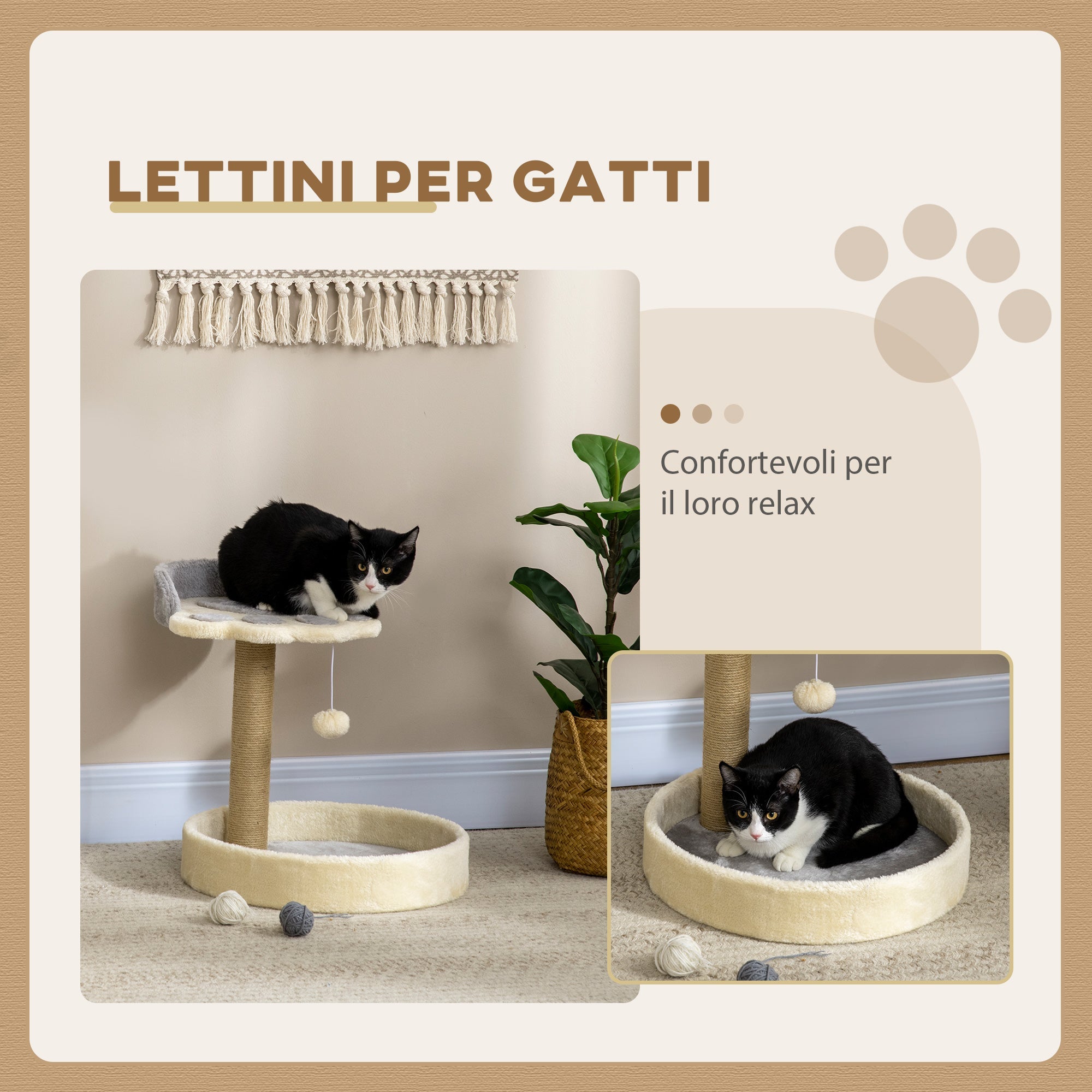 EasyComfort Krabpaal met ligbedden 41x41x44 cm
