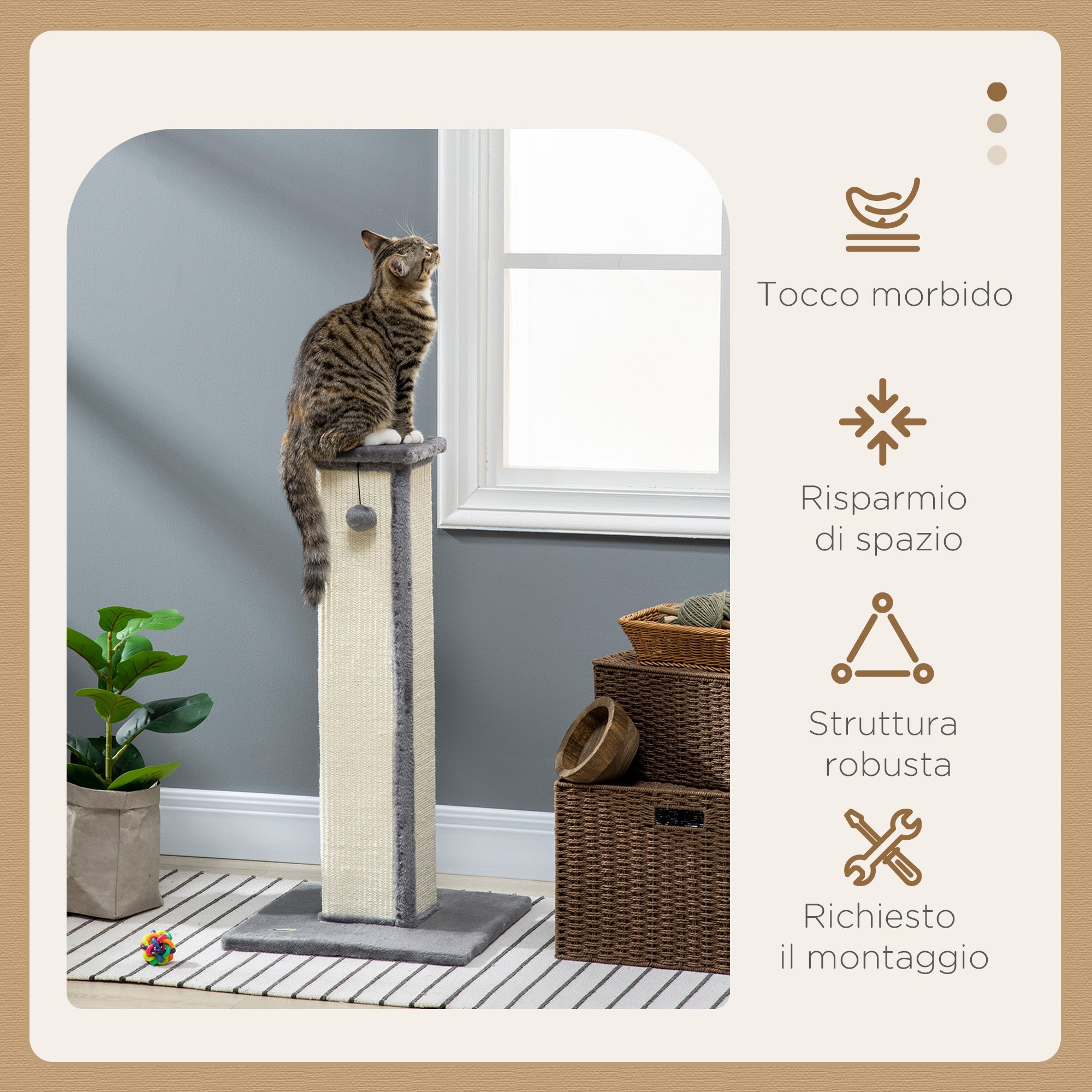 EasyComfort Krabpaal voor katten 41x41x81 cm