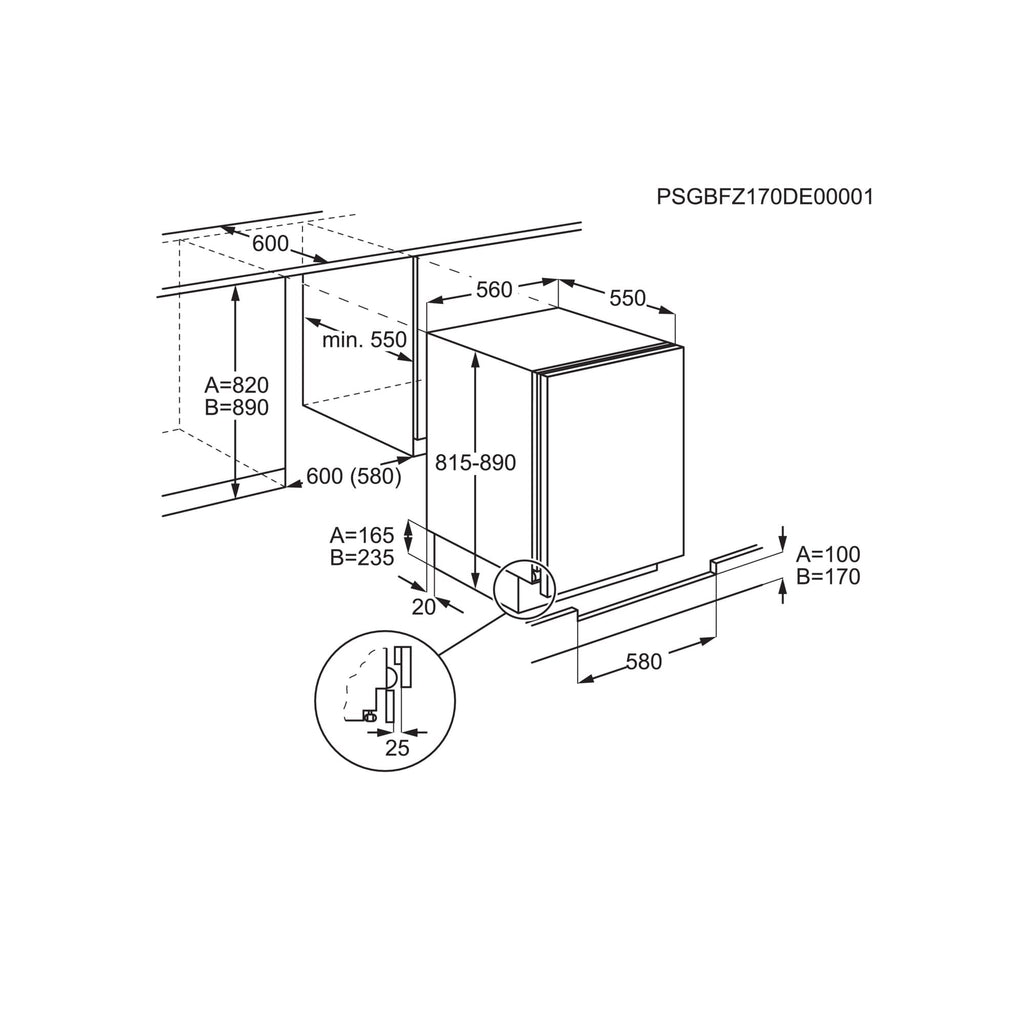 Electrolux Serie 600 ESB2AE82S onderbouwkoelkast met vriesvak 107 L, wit