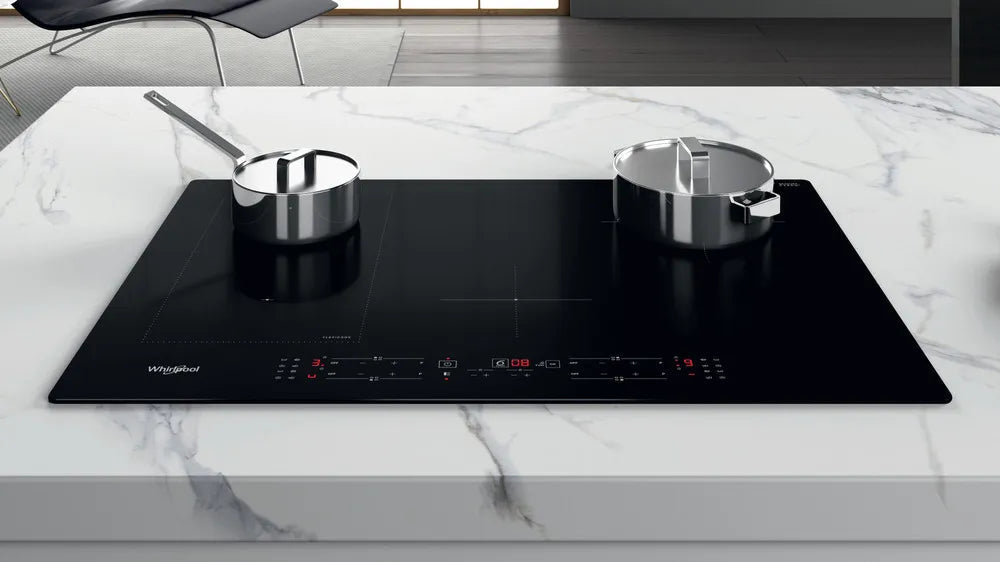 Whirlpool WLB2977NE Induction Hob 4 Burners in Black Glass (WxD): 77x54 FlexiCook Booster WL B2977 NE