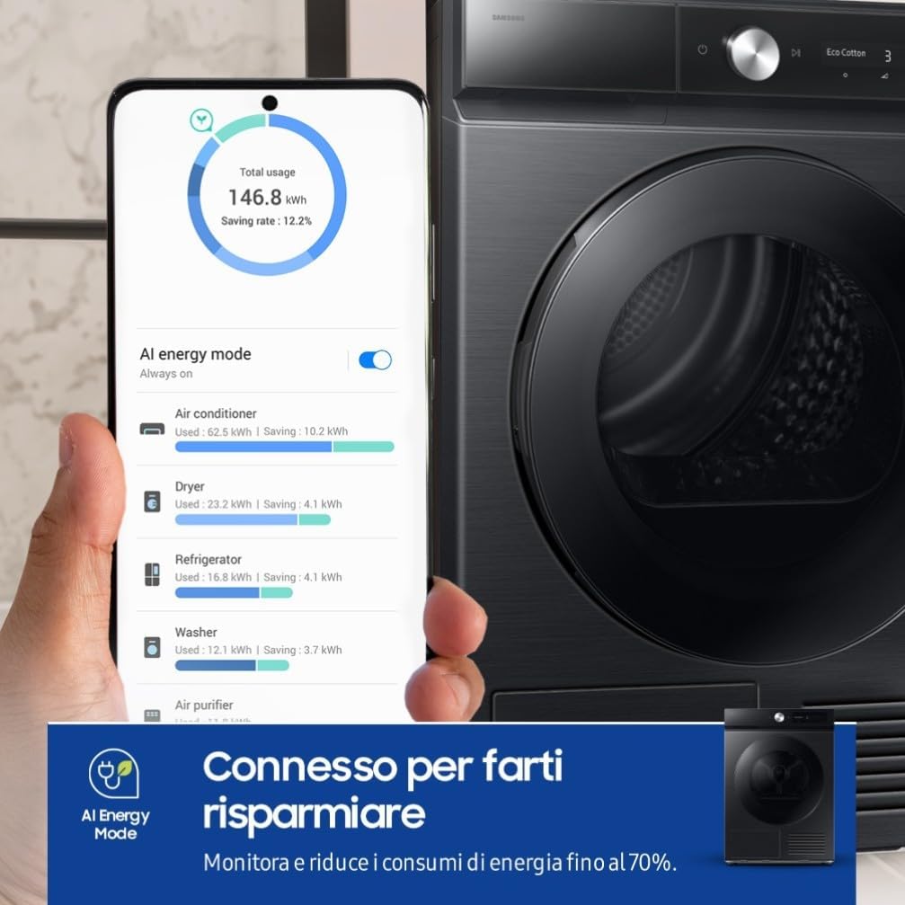 Samsung DV90DB7845GBU3 warmtepompdroger 9 kg, Wi-Fi, energieklasse A - zwart